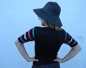 90s vintage black and neon striped beach sweater shirt