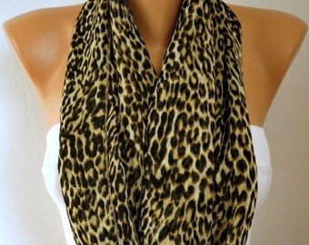 Leopard - Infinity Scarf Shawl Circle Scarf Loop Scarf  Gift -fatwoman