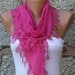 Hot Pink  Scarf  -  Cotton Scarf  -  Cowl with Lace