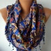 Women  Scarf -  Cowl with Lace - Multicolor