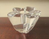 Daum France crystal candle holder.  Signed Daum France glass candlestick.