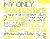 Yellow and Gray You are my sunshine Nursery Wall Art digital- you print your own