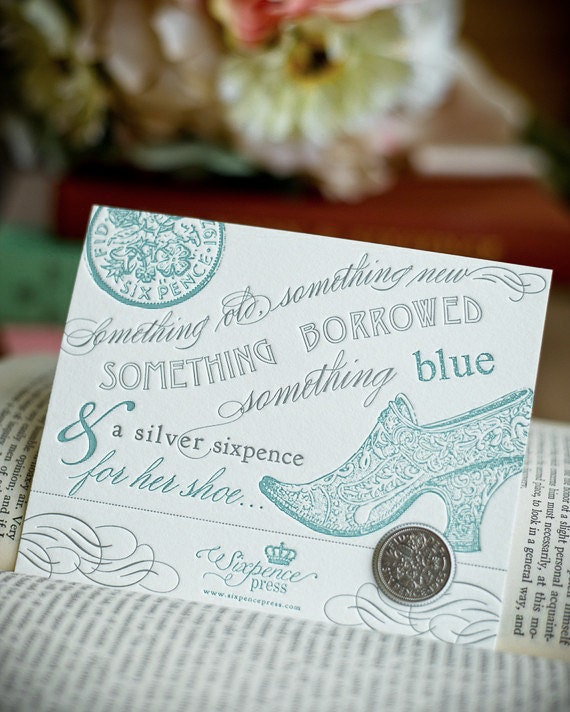 Lucky Sixpence Coin and Letterpress Card - Wedding Sixpence