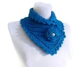 knit collar, Winter fashion, Blue neckwarmers, hand-knitted, new, Unique gift, 2013