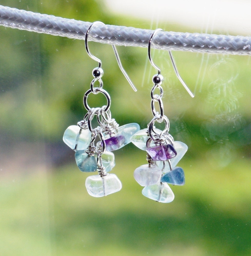 Sterling silver Fluorite stone earrings