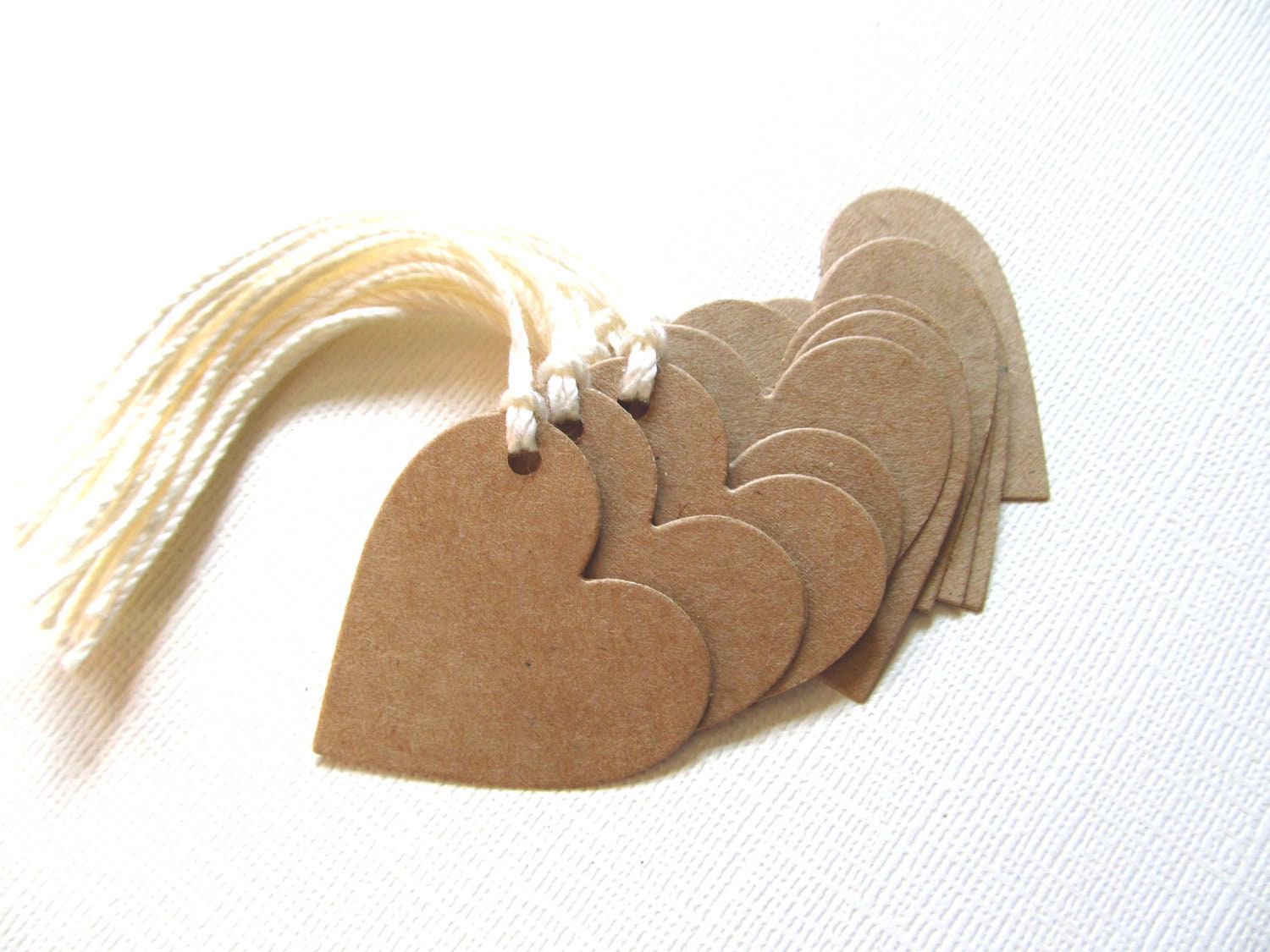 10 Kraft Heart Gift Tags, Price Tags, Party Favor Tags, Valentine's Day