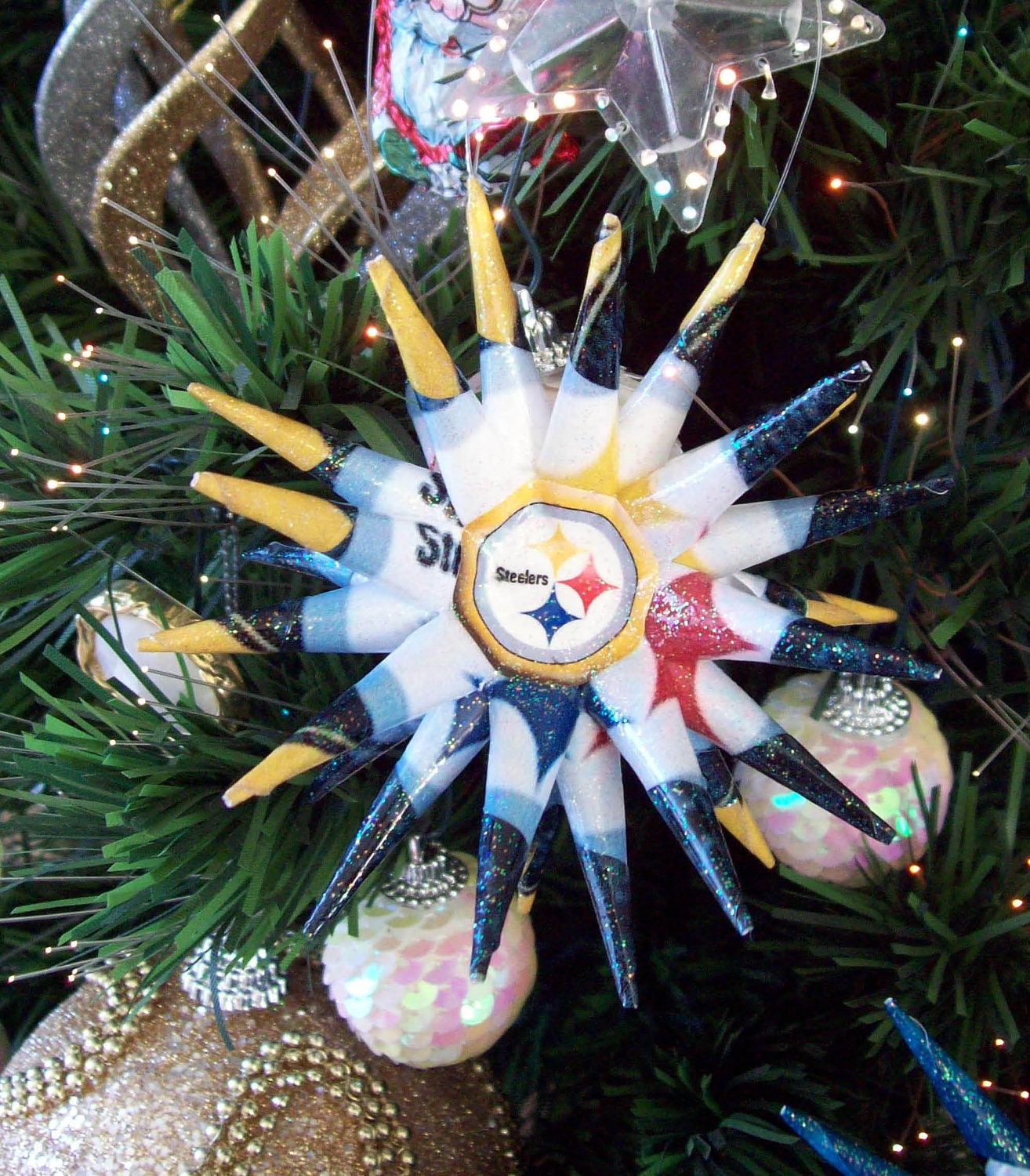 Steelers Christmas Ornament Rear View Mirror Charm