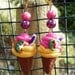 Ice Cream Cone Earrings, Strawberry and Cream - Miniature food, polymer clay fruit slices