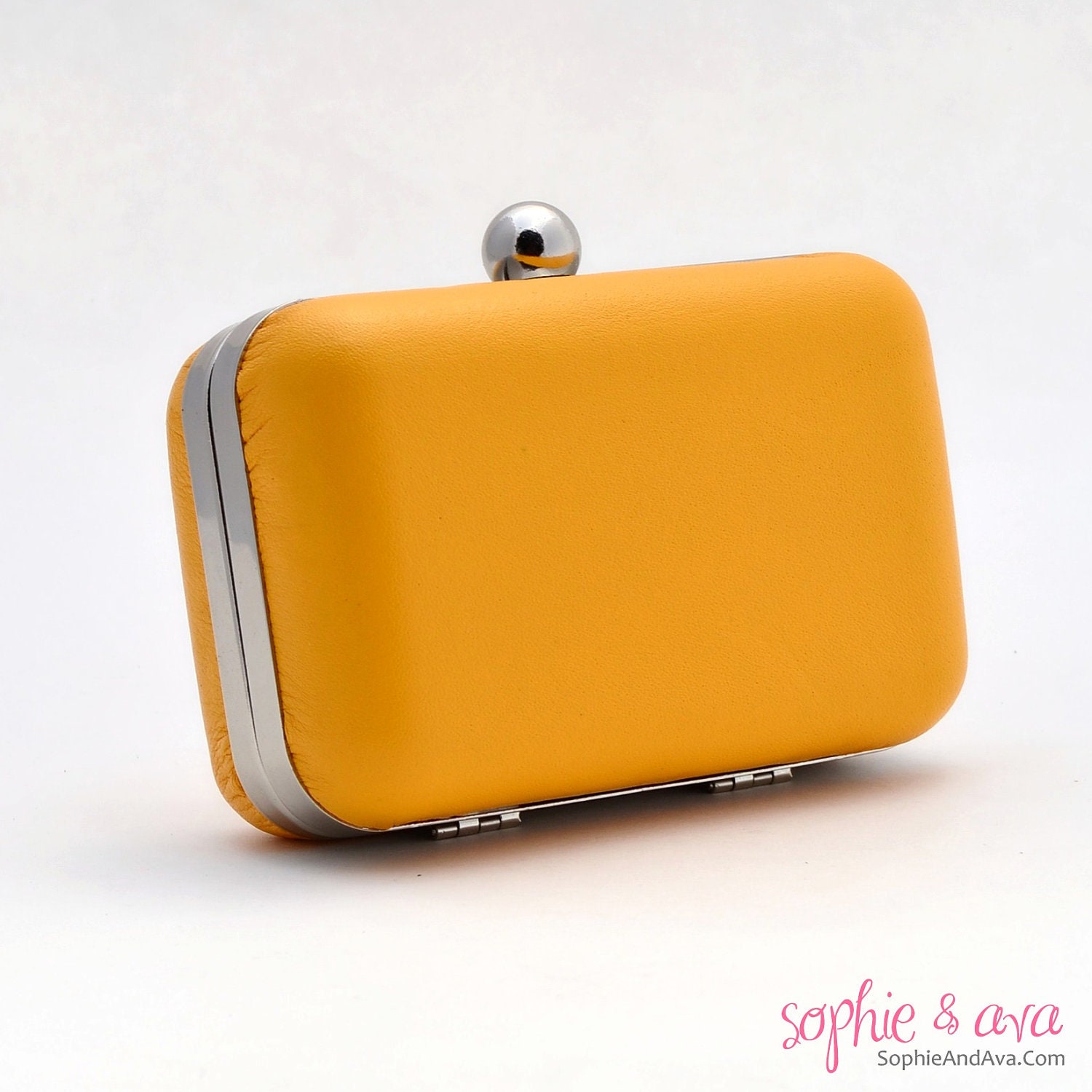 The Vivien Minaudiere in Goldenrod leather