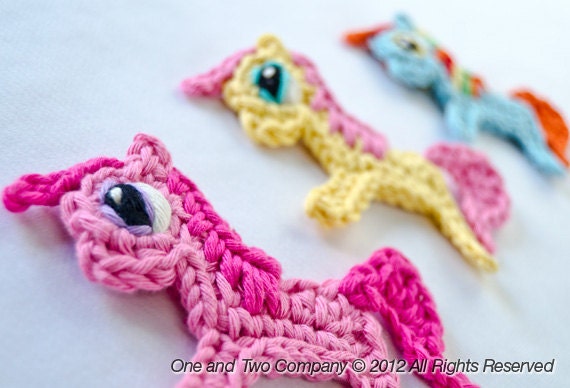 Instant Download - PDF Crochet Pattern - Pony Applique - Text instructions and SYMBOL CHART instructions