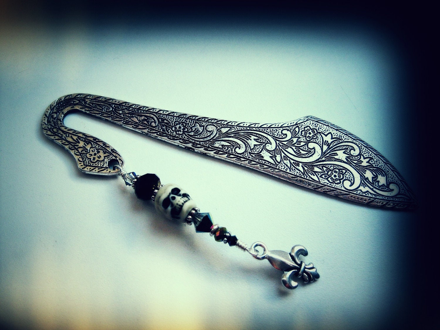 Fleur de lis and Skull Grimoire Bookmark. Goddess Lily. Ode to New Orleans.