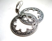 Large Silver Gypsy Hoops for the Tribal Fusion Belly Dancer. Abney Park Rose Windows.