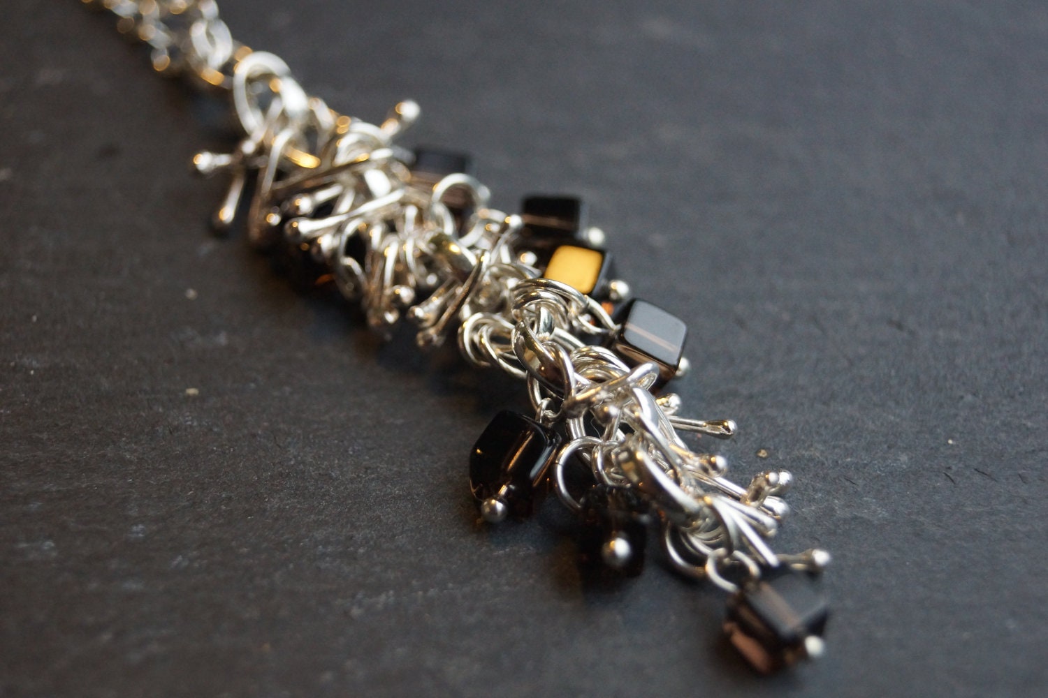 Silver Kisses Pendant - Smokey Quartz