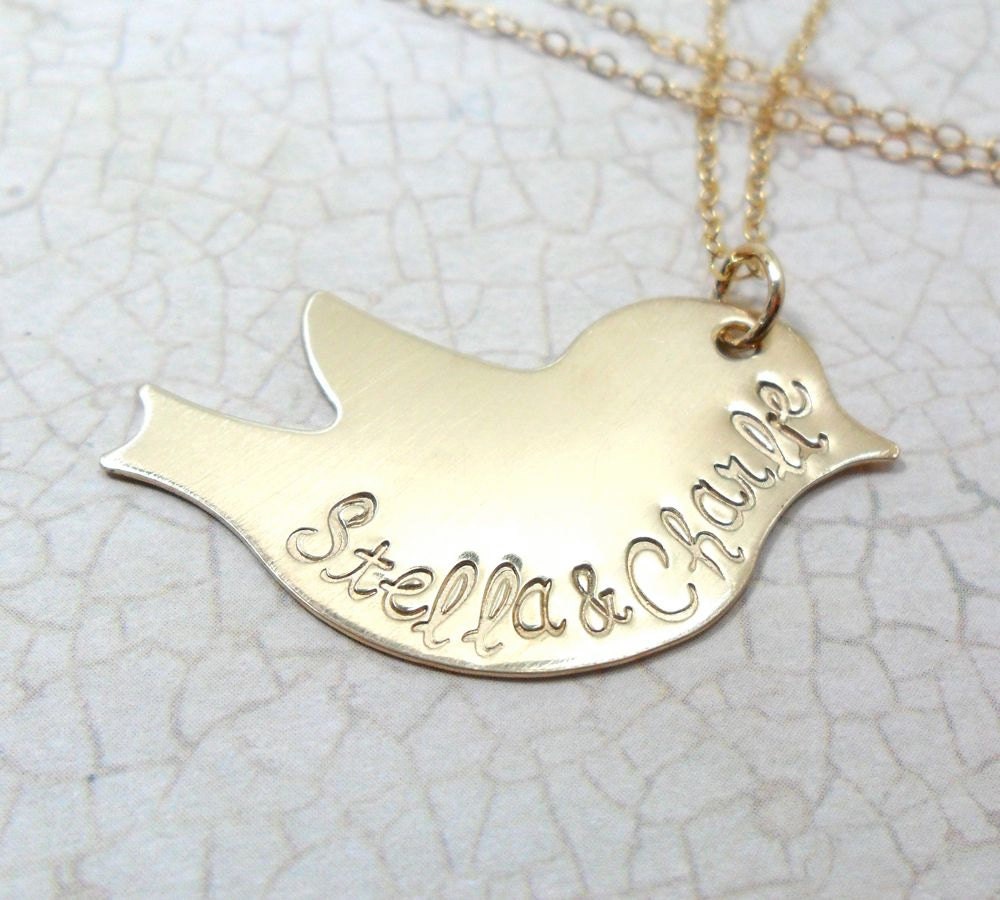 Custom Gold Fill Bird Pendant Necklace (Free Shipping)