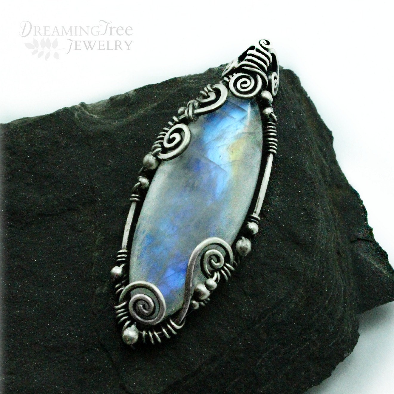 Moonstone necklace made with natural rainbow Moonstone and 925 sterling silver