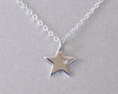 Silver Diamond Star Pendant Necklace