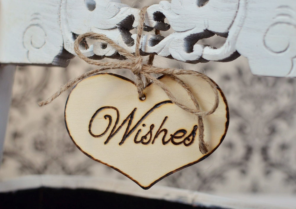 Rustic Wedding "Wishes" Sign  for Your Rustic, Country, Shabby Chic Wedding- or for birthdays, anniversaries, or graduation. Ready to Ship.