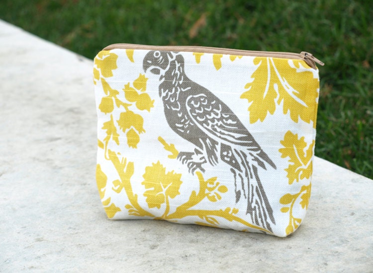 Makeup bag, Toiletry bag, Accessory Pouch, Bridesmaid gift, Wedding Pouch, Makeup pouch, Utility Bag, Brown Bird Travel Bag
