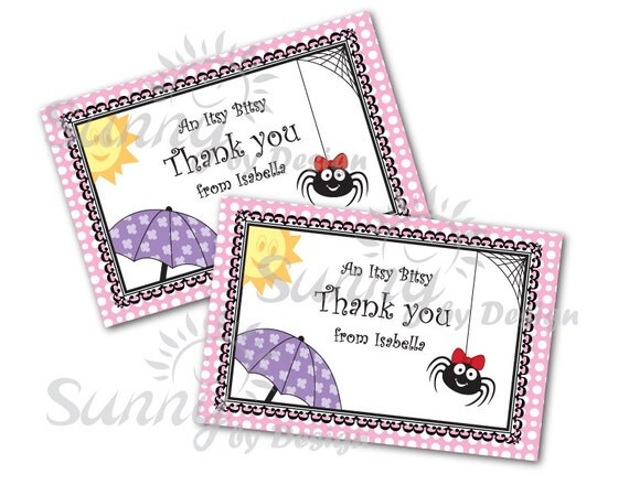 Itsy Bitsy Spider printable thank you note and envelope Il_570xn