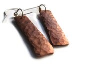 Rustic Upcycled Industrial Hammered Copper Metal Drop Eco-Friendly Dangle Earrings