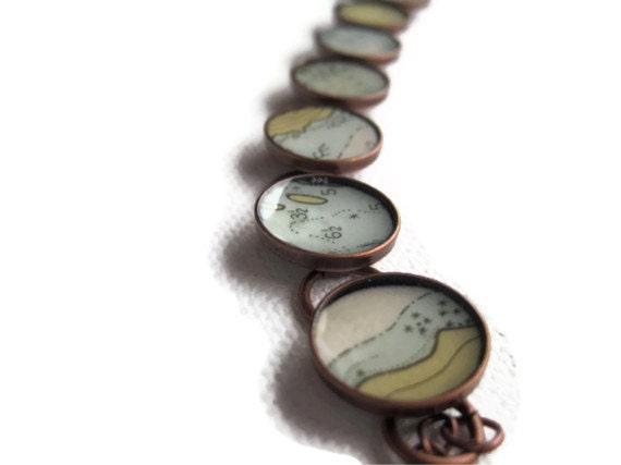 Nautical Chart Copper Adjustable Bracelet