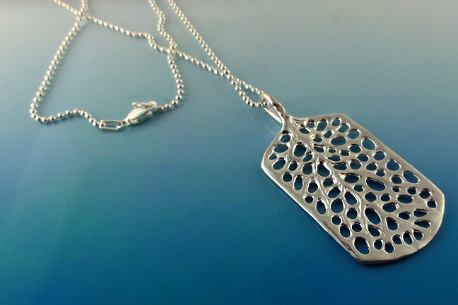 Nautical Dog Tags - Dog Tag - Silver Sea Fan Dog Tag Necklace