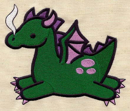 Baby Green dragon embroidered feeding bib