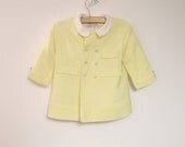 1950's Lord & Taylor Double Breasted Sunshine Yellow and White Linen Coat