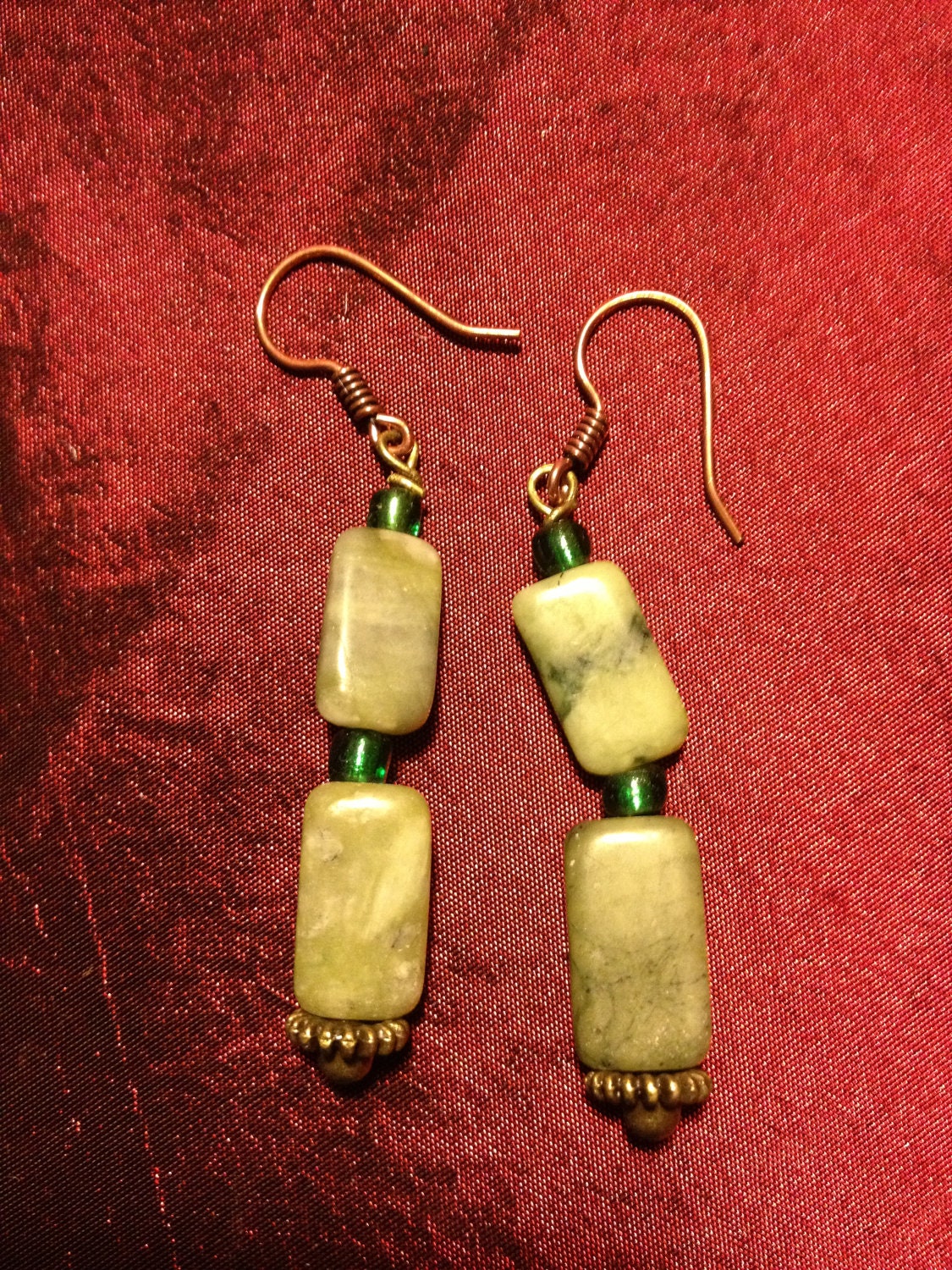 Shades of Green: Handmade Earrings Featuring Stone Beads