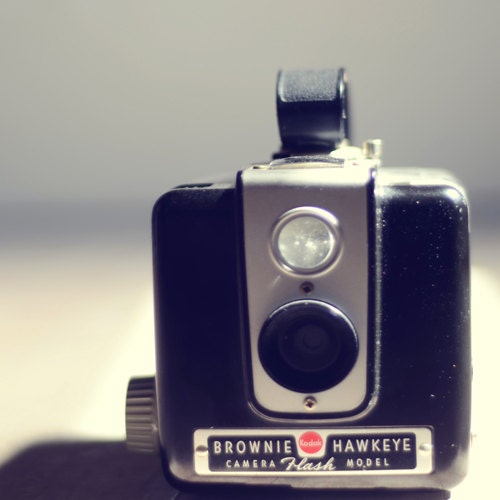 Hipster camera decor- dreamy, vintage camera photo, teal, retro, whimsical, geekery, unisex, 8x8 print, fine art photography, still life