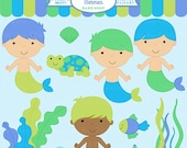30% OFF mermaid mermen clipart clip art digital - Mermen Clipart