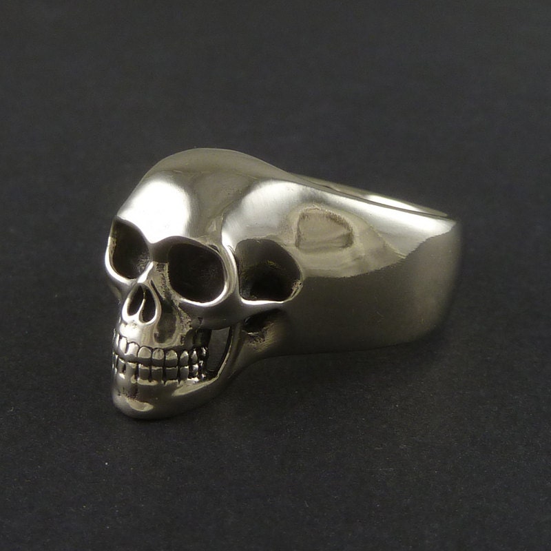 Skull Ring - White Bronze Human Skull Ring - Memento Mori