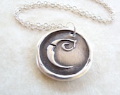 Wax seal initial necklace monogrammed jewelry pendant hand made from eco friendly recycled silver in any letter of the alphabet