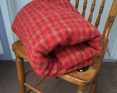 Felted  Plaid 100% Shetland wool in reds, oranges and brown