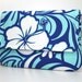 Clutch - White Hibiscus on Turquoise and Navy Blue - Tropical Flowers - Ready to Ship