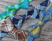 Plaid Bow Ties for Boys : Teal Plaid Tie, Brown Plaid Tie, Navy Plaid Tie, Yellow Plaid Tie