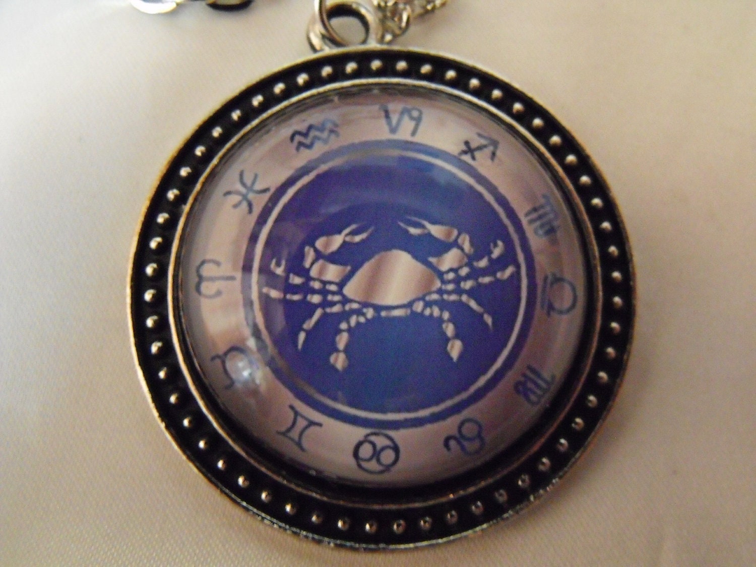 Zodiac Pendant Necklace Cancer Silver