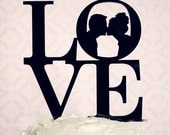Custom Acrylic Silhouette Wedding Cake Topper made from your photos by Simply Silhouettes