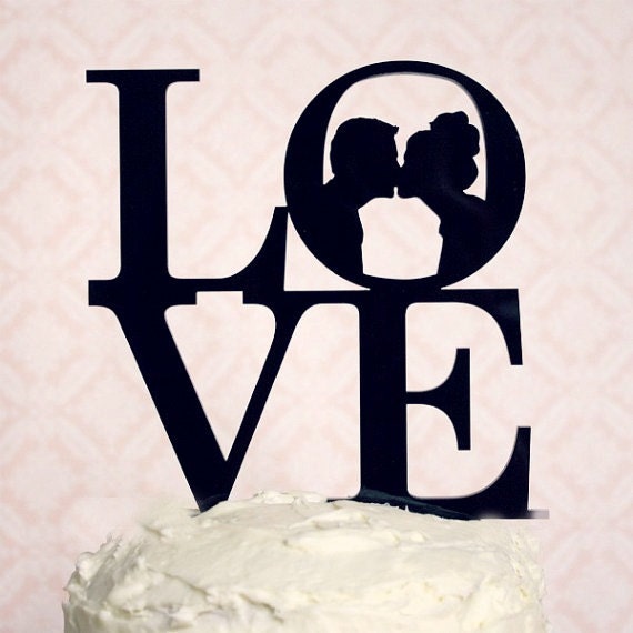 Custom Acrylic Silhouette Wedding Cake Topper made from your photos by Simply Silhouettes