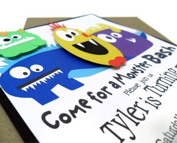 Monster Invitation - Set of 1 5x7 Il_570xn