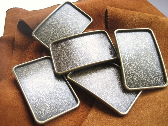 Belt Buckle Blank -  Antique Brass Buckle -  Belt buckle - set of 5 - Fits belts 1.5 to 1.75 inch wide