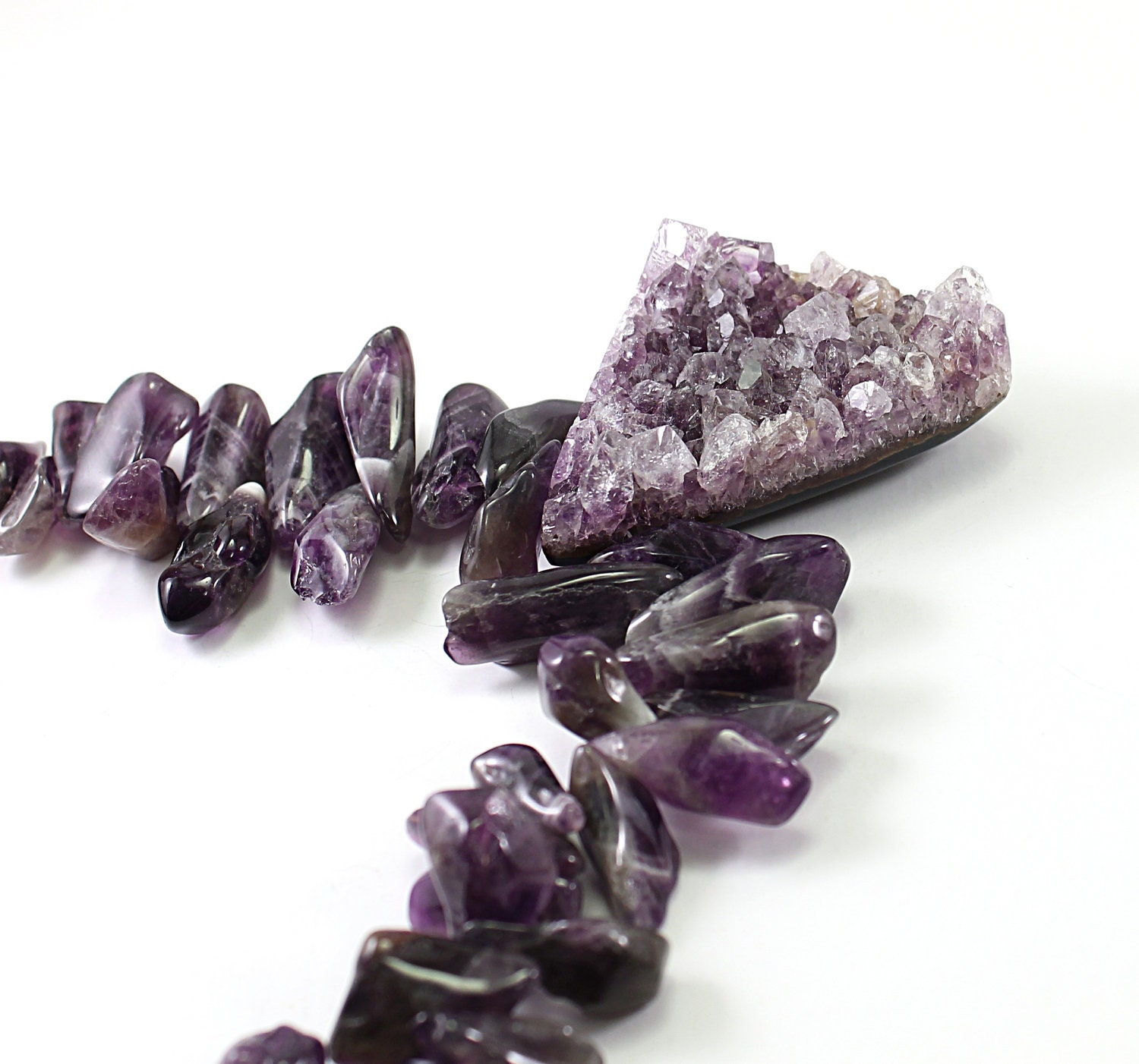 Big druzy necklace - chunky necklace drusy amethyst, natural purple gemstones handmade huge necklace, fall fashion jewelry