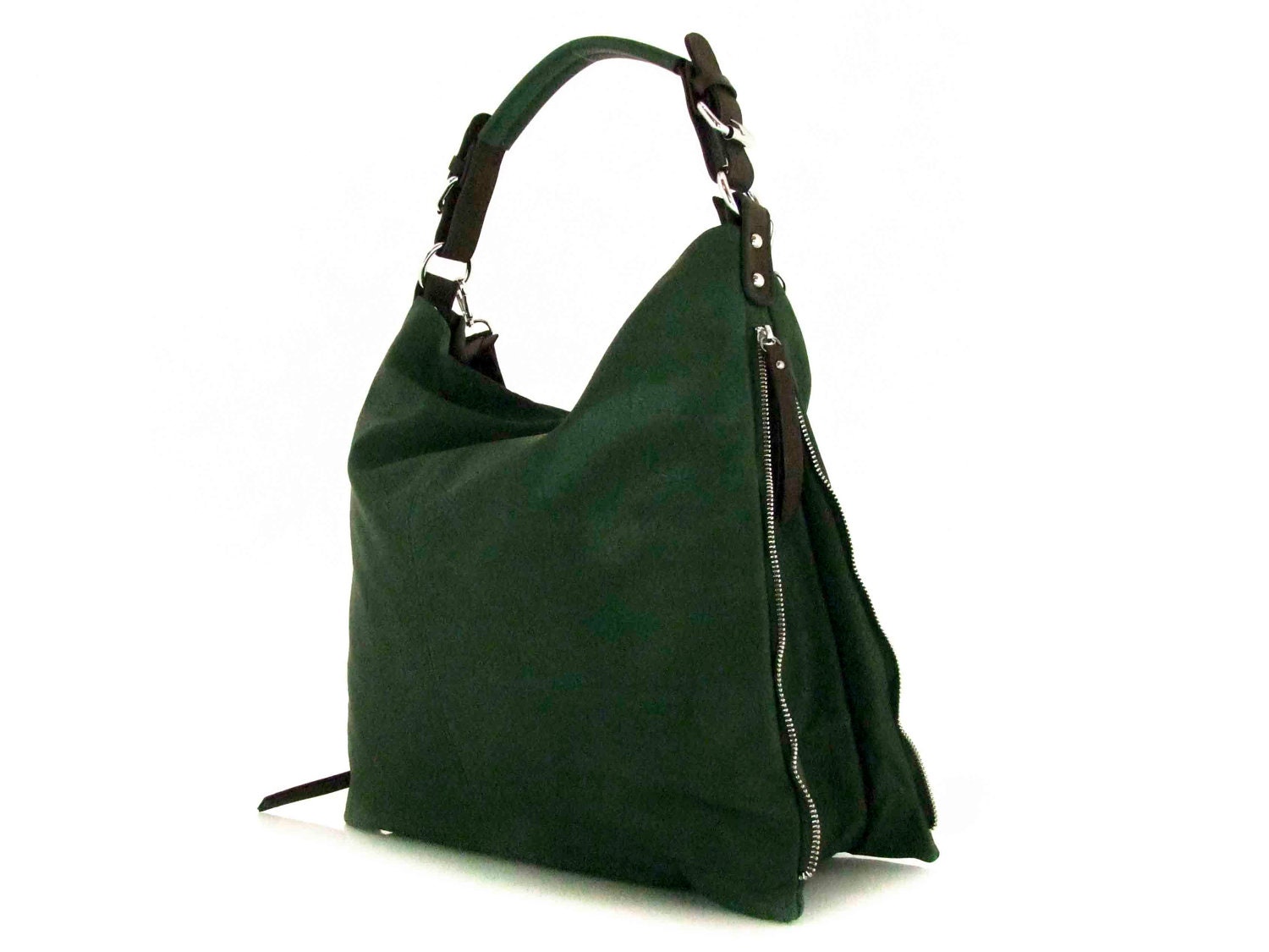 Handmade vegan leather bag Tote Green - the Katellig big - 20% launch discount