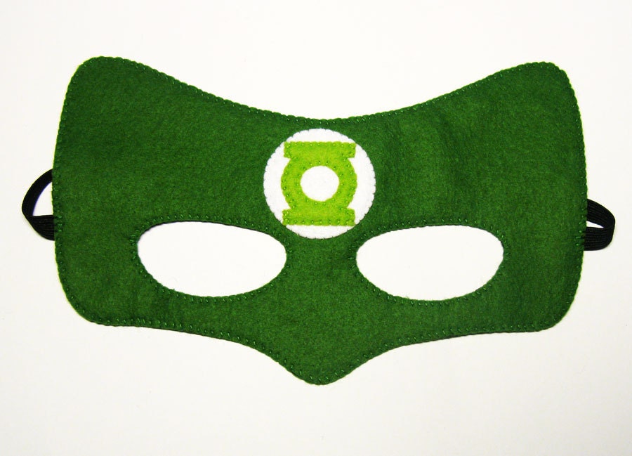 Green Lantern Superhero Mask - childrens comic costume for boys and girls - soft felt Dress Up play accessory