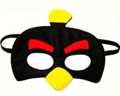 Angry Bird Mask, Black, childrens animal costume boys girls, soft felt Dress Up play accessory Theatre roleplay