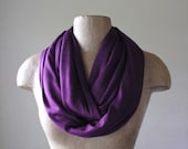 Purple Infinity Scarf - Eggplant Circle Scarf - Lightweight Heliotrope Jersey Scarf - Loop Scarf, Eternity Scarf