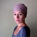 Coral Striped Head Scarf - All In One Headband, Turban, Hair Wrap - Womens Neck Bow - Ascot - Sash - Heather Gray and Coral Stripes
