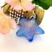 Dichroic Fused Glass Star Pendant Necklace Blue 504