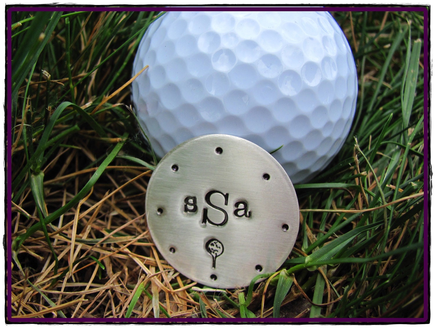 GOLF BALL MARKER - Sterling Silver Hand Stamped Golf Ball Marker or Pocket Token