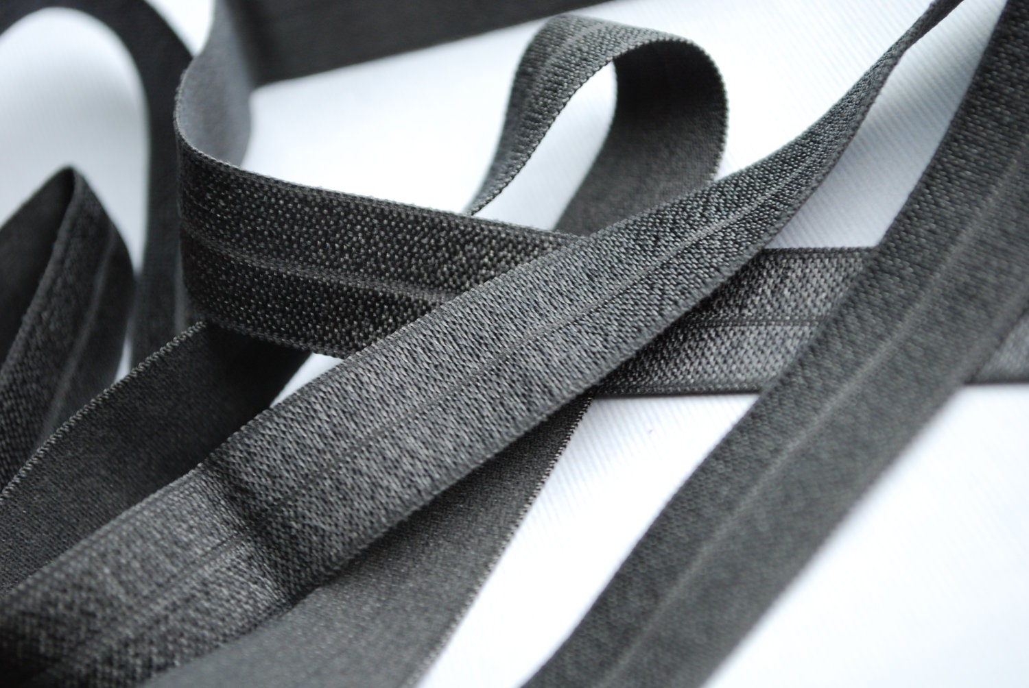 5/8 inch Fold Over Elastic - 5 Yards Charcoal Grey